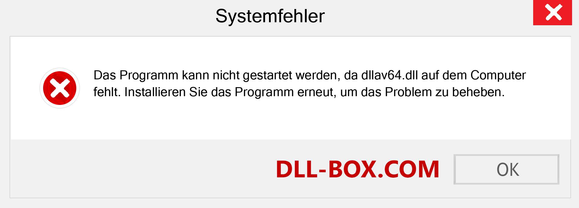 dllav64.dll-Datei fehlt?. Download für Windows 7, 8, 10 - Fix dllav64 dll Missing Error unter Windows, Fotos, Bildern